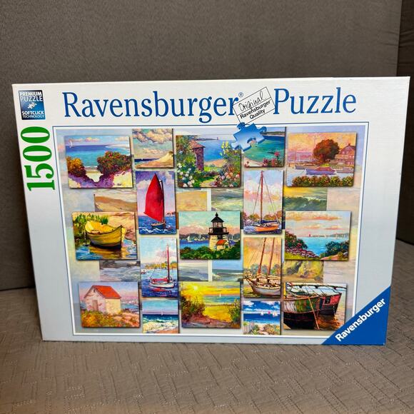 Ravensburger Coastal Collage Jigsaw Puzzle 1500 Pieces 168200 Boats Sailboat - Picture 1 of 5